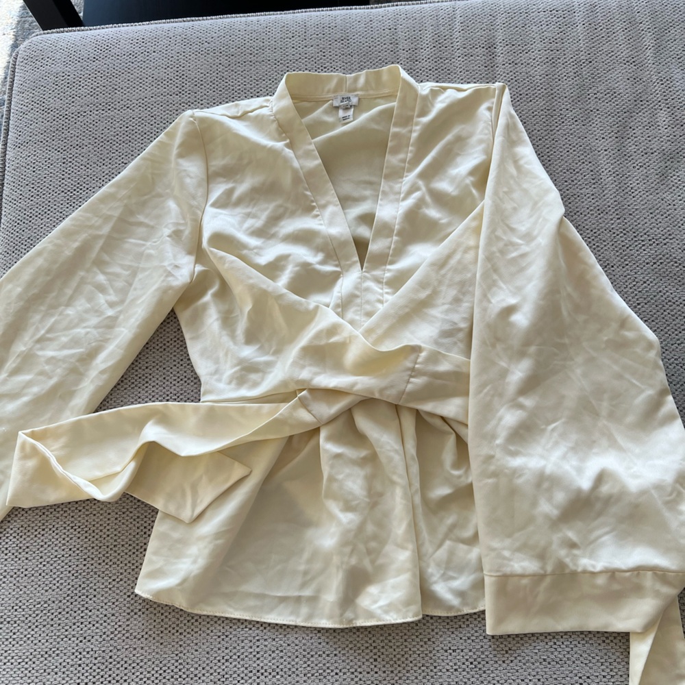 River Island Cream Wrap Top